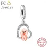 Pierres précieuses en vrac FC bijoux ajustement Original bracelet à breloques 925 argent je t'aime pour toujours Yorkshire Terrier chien perle pour faire des femmes Berloque