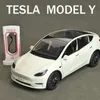 1 24 Model Y Model 3 Model S Alloy Die Cast Toy Car Model Sound and Light Childrens Toy Collectibles Birthday Present 240118