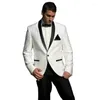 Herrenanzüge für Hochzeit, 2-teilig, weißer Blazer, schwarze Hose, Schalkragen, einreihig, Ein-Knopf-Mantel, wunderschöner Terno-Kostüm, schmal