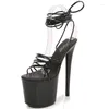 Sandálias Super High Heel 20cm Europeu e Americano Moda Grande Tamanho Mulheres Nightclubs Strapping Platform Shoes