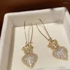 Boucles d'oreilles pendantes SINZRY vente bijoux fantaisie cubique Zircon CZ coeur couronne femmes goutte mode coréenne