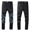 Designer-Hip-Hop-Jeans für Herren, modisch, Reißverschluss, Lochwaschung, Retro-zerrissenes Faltendesign, Motorradfahren, coole, schmale Hose, lila Jeans für Damen 28–40