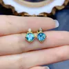 Boucles d'oreilles Puces Paraiba Argent Sterling 925 Topaze Naturelle Femme Pour Fiançailles Mariage Anniversaire Cadeau