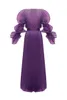 Robes décontractées 2024 Organza plissée robe de bal maxi violet unique manches bouffantes formelle fête robes de fiesta