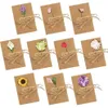 Dried Flowers Greeting Cards Handmade Greeting Cards Vintage Kraft Blank Note Card Thank Notes for Birthday Party Invitat1285M