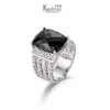 Band Rings 18K Gold Dy ed Wire Prismatic Black Ring Women Fashion Platinum Plated Micro Diamond Trend Versatile Rings Style2891