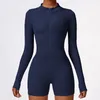 Active Sets Zipper Long Sleeve Yoga Clothes Ribbed Sportswear Women Jumpsuit Gym Push Up Workout Fitness Sports Stretch Bodysuit Set