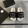 7a top quality black Flat Sandals Winter fuzzy Slippers luxurys tazz sandale fur slides Designer Women's Channel low Slipper teddy bear kid fluffy Casual Shoe Sliders