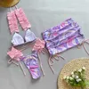 Damen-Bademode, dreiteiliger Bikini, Damen-Badeanzug, 2024, Damen-Badeanzug, plissierter Strandanzug, Badeanzug J0131