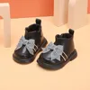 Botas outono inverno bebê meninas curto bege preto borboleta-nó princesa moda algodão-acolchoado sapatos