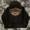 Hoodies femininos y2k vintage gótico moda crânio impressão zip up outono inverno hip hop manga longa casacos soltos com capuz moletom feminino