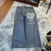 Jeans para hombres hombres Jnco Y2K Big Pocket Harajuku Hip Hop Gráfico Retro Blue Pantalones holgados de mezclilla