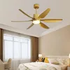 Ceiling Fans 66 Inch Modern LED Gold With Lights Large Amount Of Wind Living Room DC Fan Lamp Remote Control322j