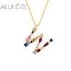 ALLNOEL 26 bet Pendant Necklace Women 925 Sterling Silver Rainbow Colorful Crystal Initial Letter M K W F Gold Fine Jewelry 240122