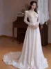 2024 nowe seksowne kobiety Wedding Biała koronkowa sukienka plus długa siatka A linia Pearls Kacid Nowe eleganckie cekinowe Blingbling Bridal Sunie