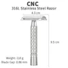 CNC 316L Edelstahl Herren-Handrasierer mit doppelter Schneide, Reisegriff, abnehmbar, ohne Klinge 240119