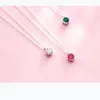 Hängen Trusta äkta 925 Sterling Silver Sweet Dazzling Color Round CZ Pendant Necklace For Women Girl Friend Birthday Jewelry DS2104