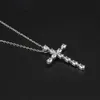Wholesale Sterling Sier Pendant Gold Plated Drop Bead Chain Moissanites Diamond Zircon Cross Necklace