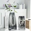 Vasos nórdico luz luxo vidro simples quadrado boca utensílio sala de estar mesa superfície água levantada flores arranjo ornamentos
