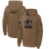 Hoodie Green Bay''packers''men Youth''brown 2023 Salute to Service Club Pullover Hoodie