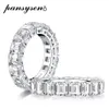 100% Real 925 Sterling Silver Emerald Cut Created Moissanite Diamond Engagement Wedding Rings Women Fine Jewelry Ring Cluster272h