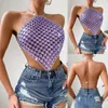 Women's Tanks Cotton Muscle Women Solid Color Sexy Lace Up Halter Neck Backless Crop Cropped Camisole Breathable Shirts