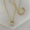 Pendentif Colliers Chunky Simple Kolye Bijoux Boîte Bold Ovale Lien Chaîne Bord Arrondi Trombone Charme Collier Avec Cercle Fermoir En Gros