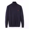 Luxe Automne et Hiver Nouveau Polo Occasionnel Poney À Manches Longues Col Haut Pull Multicolore Pour Hommes Épais Tricoté Brodé Chaud Pull De Couleur Unie