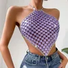 Women's Tanks Cotton Muscle Women Solid Color Sexy Lace Up Halter Neck Backless Crop Cropped Camisole Breathable Shirts