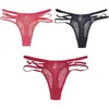 Women's Panties 3PCS/Set Hollow Women Sexy Mesh G-String Underwear Female Girls Transparent Solid Low Waist Thongs Breathable Lingerie