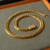 Partihandel anpassad hiphop kubansk trottoarklänk Mens Miami Pure Gold 18K Gold Chain Necklace Cuban Link Halsband
