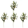 Decorative Flowers 4pcs Artificial Plant Decors Desktop Plastic Plants Olive Branches With