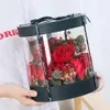 Clear PVC Flower Boxes Transparent Round Cake Box Packaging Bouquet Presentlådor för bröllop Favor Birthday Party Valentine's D2436