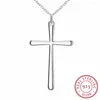 Pendant Necklaces Lekani Arrival Cool Girl Simple Cross 925 Sterling Silver Fine Jewelry Clavicle Chain N425220B