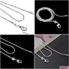 Kedjor 2mm 925 Sterling Sier Smooth Snake 16 18 20 22 24 tum Choker Halsband för kvinnor Män modesmycken i BK Drop Delivery Ne OT4ew