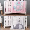 ThreePiece Baby Bedding Set Cute Cartoon Elephants Theme Crib Kit Highquality Nonslip Sheets Sleeping Gift 240127