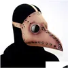 パーティーマスク中世の疫病tor adt Steam Punks Horror Pu Bird Schnabel Mask Halloween Cosplay Beak Prop Carnival X0803 DROP DRIECT DH9HR