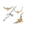 Colgantes Collar de plata 925 para mujer, cadena con tachuelas, fabricación de joyas, colgante en forma de Luna en forma de U, collar de perlas versátil DIY, regalo