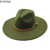 Fedora Hat Women Big Wide Brim 95cm Vintage Khaki Felted Jazz Winter Formal Dress Cap Sombreros de Mujer 240130