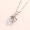 Pendants Fashion 925 Sterling Silver Square Will Dance Zircon Necklace Women Jewelry Lucky Clover Rhinestone Clavicle Chain