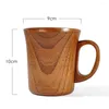 Tazze Fatte A Mano In Legno Caffè Birra Con Boccale Tazza In Legno Manico Tè Grande Bicchiere Retro 400ml Bicchieri Stile Bere Giapponese