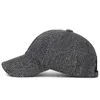 Bollmössor Autumn Winter Warm Hat Men's Outdoor Cycling Cold Protection Ear Cotton Padded Cap Leather Label Baseball