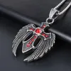 Pendant Necklaces MIQIAO Stainless Steel Titanium Red Zircon Gothic Eagle Vintage Collar Chains Necklace For Men Women Jewelry Gif337m