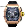 RMリストウォッチRichardmillie Watches Men Wristwatch RM11-03 RG Satin Scrub Grade 5 Titanium for Men RM1103