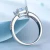 UMCHO Solid 925 Sterling Silver Jewelry Created Nano Sky Blue Topaz Rings For Women Cocktail Ring Wedding Party Fine Jewelry CJ191232B