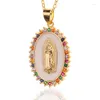 Pendant Necklaces Fashion Virgin Mary Shell Exquisite Crystal Neck Necklace Church Christian Charm Jewelry Gifts