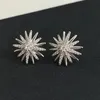 DY 19mm Sparkling Cubic Zirconia Stud Earrings Stylish Chic Double-layer Star Design White Gold Plated for Women 240123