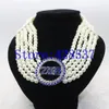 Choker Greece Greek Sorority Zeta Phi Beta Symbol Royal Blue White Crystal Pearl Jewelry多層ネックレス270y