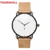 subdial work High quality mens watches quartz movement pilot watch chronometre wristwatch leather strap stainless steel case water348j