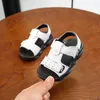 Children summer beach sandals cool boys girls genuine leather cowhide breathable comfortable flat sandals baby soft shoes 240131
